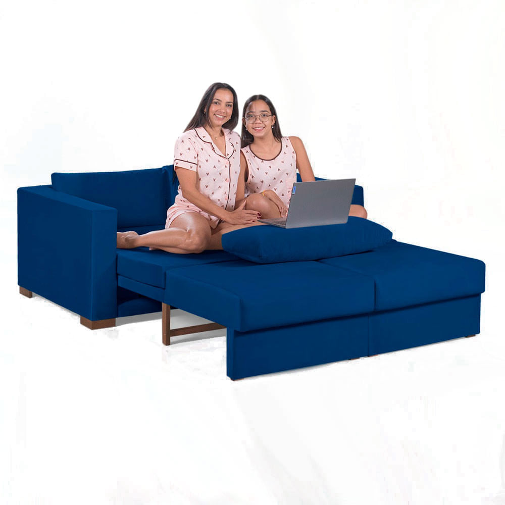 Sofa Cama Casal Sofia 2 Lugares 170cm Com Pés De Madeira Talento Móveis