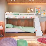 Treliche Infantil Solteiro Com 05 Nichos E Cama Auxiliar Branco Aveiro Oak Grady Shop Jm