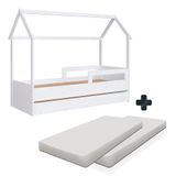 Bicama Casinha Montessoriana Com 2 Colchões Solteiro Branco Sorriso Shop Jm