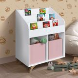 Expositor Livreiro Infantil Branco Com 2 Cubos Rosa Aron Shop Jm