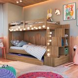 Cama Treliche Infantil Solteiro Com Cama Auxiliar E Escada Aveiro Oak Redford Shop Jm