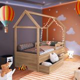 Cama Infantil Com 2 Gavetas Solteiro Casinha Aveiro Oak Carrossel Shop Jm