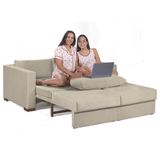 Sofa Cama Casal Sofia 2 Lugares 170cm Com Pés De Madeira Talento Móveis