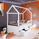 Cama Infantil Com 2 Gavetas Solteiro Casinha Branco Carrossel Shop Jm