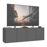 Rack Para Tv Até 50 Polegadas Com 4 Portas Suspenso Multimóveis Mp1070 Grafite