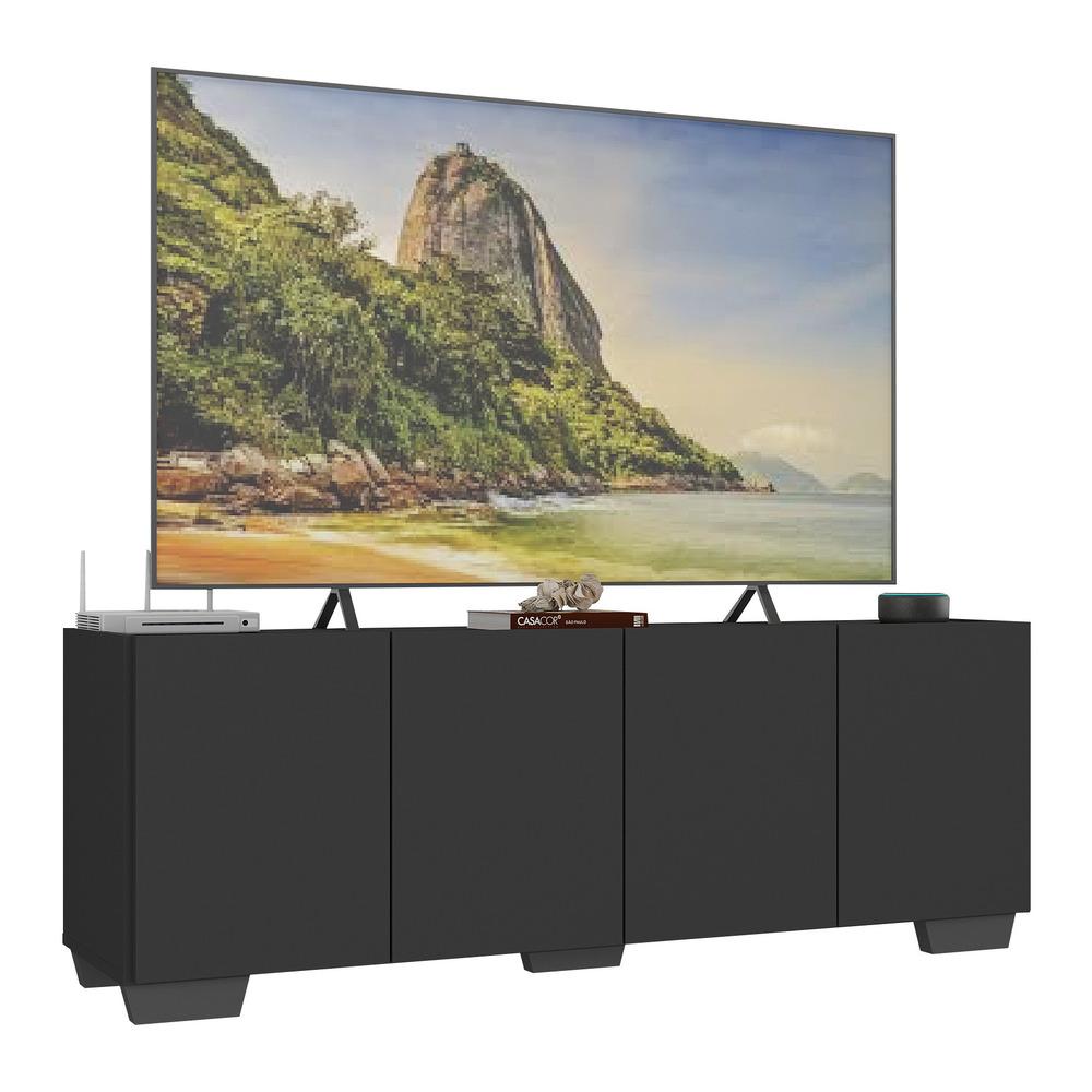 Rack Para Tv Até 50 Polegadas Com 4 Portas Multimóveis Mp1072 Preto/branco