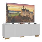 Rack Para Tv Até 50 Polegadas Com 4 Portas Multimóveis Mp1072 Branco/natural