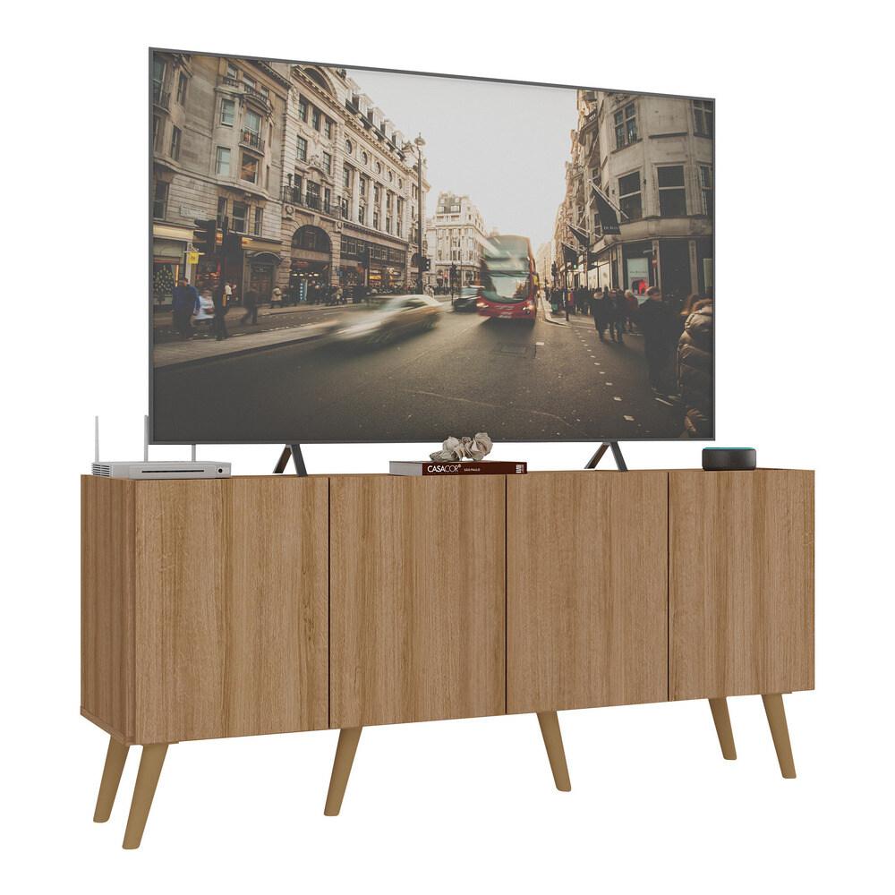 Rack Retrô Para Tv Até 50 Polegadas Com 4 Portas Multimóveis Mp1071 Rustic/natural