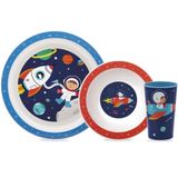 Kit Refeição Infantil 3 Peças Introdução Alimentar Aventuras Astronauta Buba