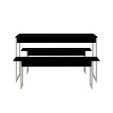 Conjunto De Mesa De Jantar Retangular Com 2 Bancos Studio Preto E Branco