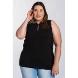 Regata Feminina Plus Size Visco Detalhe Animal Print Zíper Decote - Serena