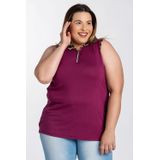 Regata Feminina Plus Size Visco Detalhe Animal Print Zíper Decote - Serena