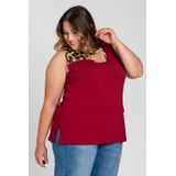 Regata Feminina Plus Size Visco Detalhes Animal Print - Serena