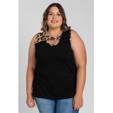 Regata Feminina Plus Size Visco Detalhes Animal Print - Serena