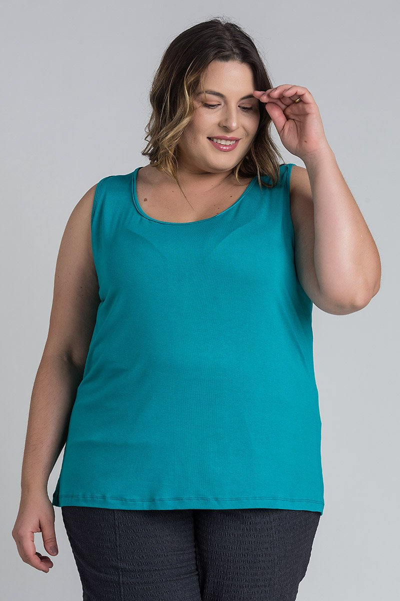 Regata Feminina Plus Size Lisa Malha Viscose C/ Elastano - Serena