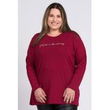 Blusa Feminina Plus Size Manga Longa Visco Estampada &#39;find Joy In The Ordinary&#39; - Serena