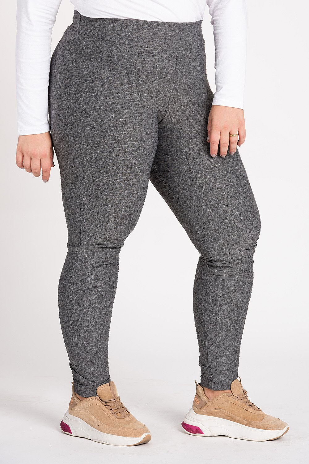 Calça Feminina Legging Plus Size Malha Favo &#39;trapiado&#39; - Serena