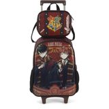 Kit Mochila De Rodinhas Lancheira Luxcel Harry Potter Vinho