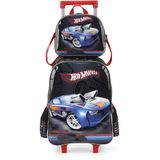 Kit Mochila De Rodinhas Lancheira Luxcel Hotwheels Preto