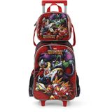 Kit Mochila De Rodinhas Lancheira Luxcel Avengers Vermelho