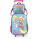 Kit Mochila De Rodinhas E Lancheira Luxcel Barbie Pink