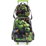 Kit Mochila De Rodinhas Lancheira Luxcel Avengers Verde