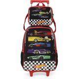 Kit Mochila De Rodinhas E Lancheira Luxcel Hot Wheels Preto