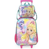 Kit Mochila De Rodinhas E Lancheira Luxcel Barbie Verde