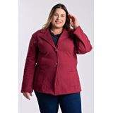 Blazer Feminino Plus Size Em Moletom Peluciado Fechamento Com Botões Bolso Frente - Serena