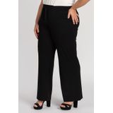 Calça Feminina Plus Size Pantalona Canelado Cós Elástico Detalhe Amarração - Serena