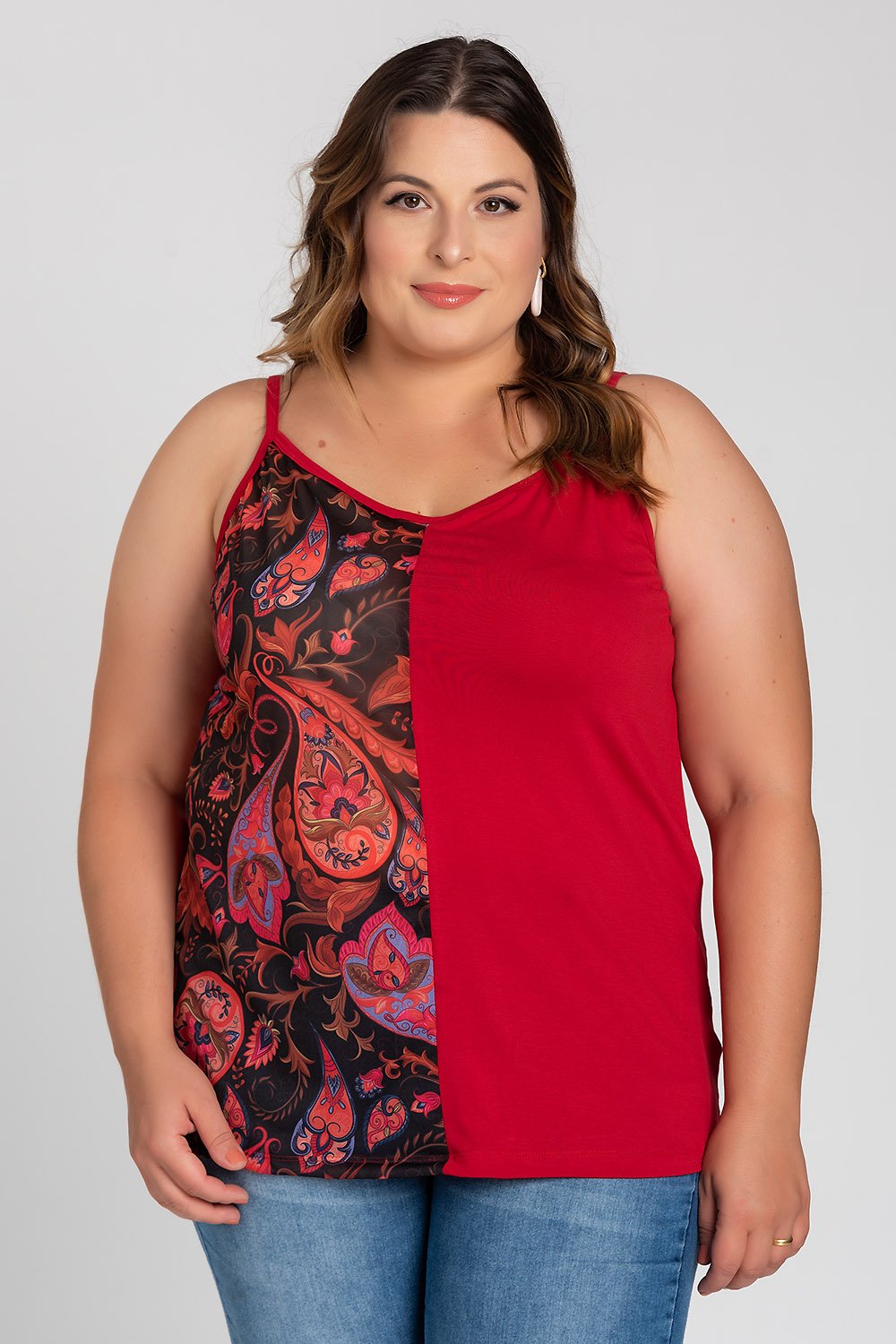 Regata Feminina Plus Size Visco Sublimado Lateral - Serena