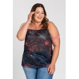 Blusa Feminina Plus Size Detalhe Tule Sublimado Animal Print Visco Costas - Serena