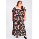 Vestido Feminino Plus Size Longo Ciganinha Malha Confort Estampado Fenda Frontal - Serena