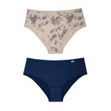 kit de Calcinhas Duo Areia/Porcelana e Marinho P Poliamida DelRio