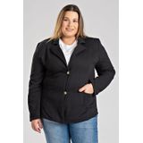 Blazer Feminino Plus Size Em Moletom Peluciado Fechamento Com Botões - Serena