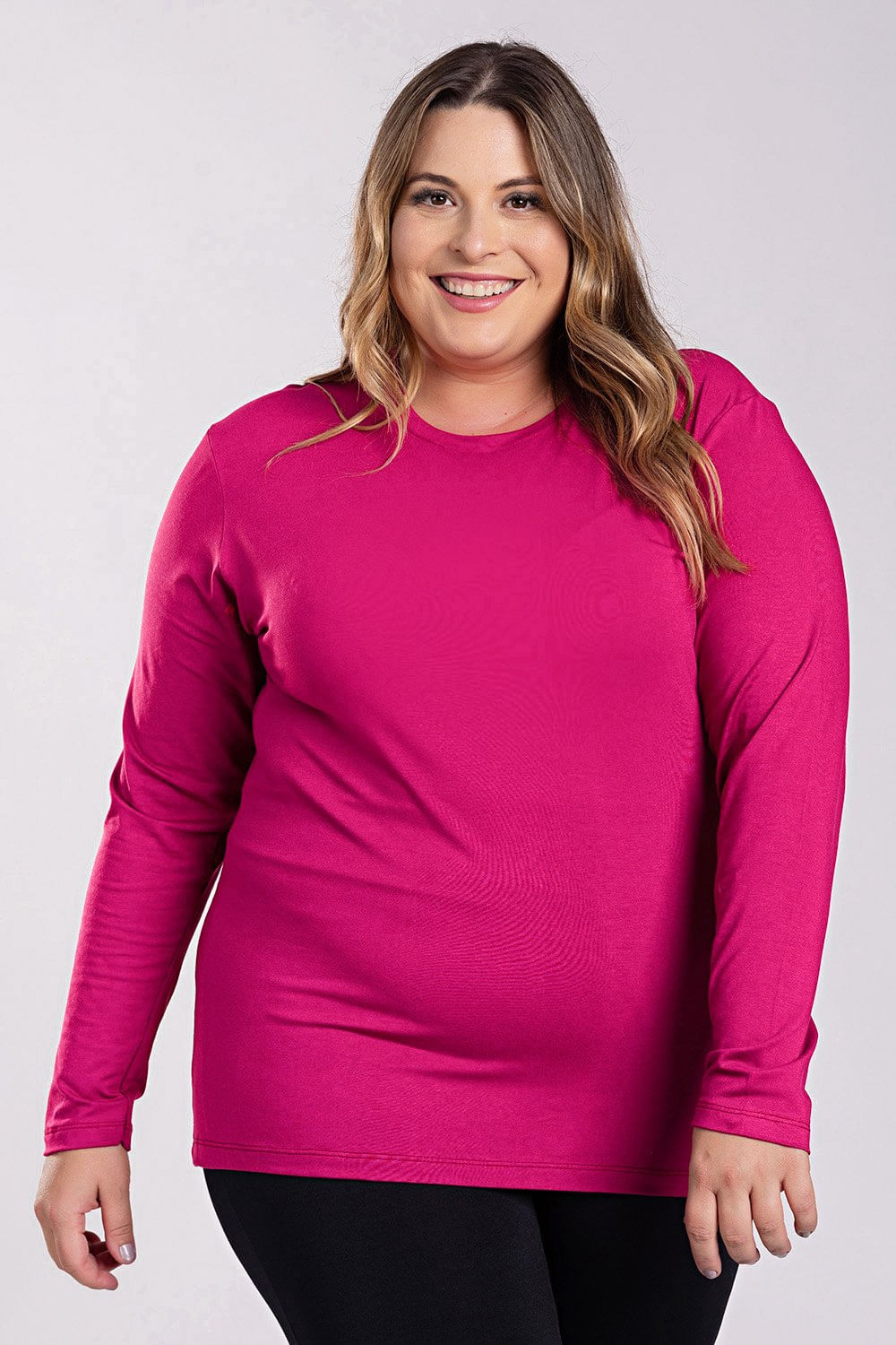 Blusa Feminina Manga Longa Plus Size Visco Confort Básica - Serena