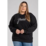 Casaco Feminino Plus Size Moletom Peluciado Bolso Canguru Aplique Frente - Serena