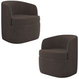 Kit 2 Poltronas Giratória Decorativa Para Sala Dandara K04 Veludo Marrom - Mpozenato