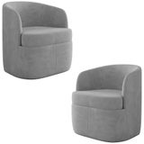 Kit 2 Poltronas Giratória Decorativa Para Sala Dandara K04 Veludo Cinza - Mpozenato