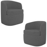 Kit 2 Poltronas Giratória Decorativa Para Sala Dandara K04 Linho Cinza Escuro - Mpozenato