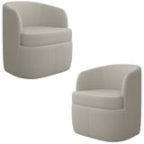 Kit 2 Poltronas Giratória Decorativa Para Sala Dandara K04 Bouclê Bege - Mpozenato