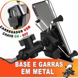 Suporte Para Celular Modelo X Aranha Com Carregador 2.1a Moto Multifuncional Motocicleta