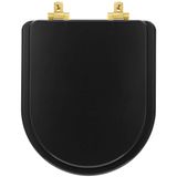 Assento Sanitário Mdf Soft Close Nexo Onix (preto Fosco) Para Vaso Roca Com Ferragem Dourada