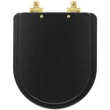Assento Sanitário Mdf Soft Close Smart Onix (preto Fosco) Para Vaso Celite Com Ferragem Dourada