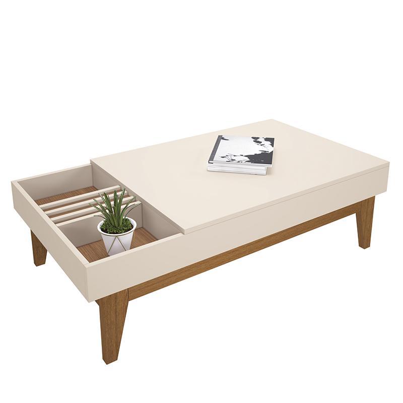 Mesa De Centro Vitta Com Nichos Off White/nature - Hb Móveis