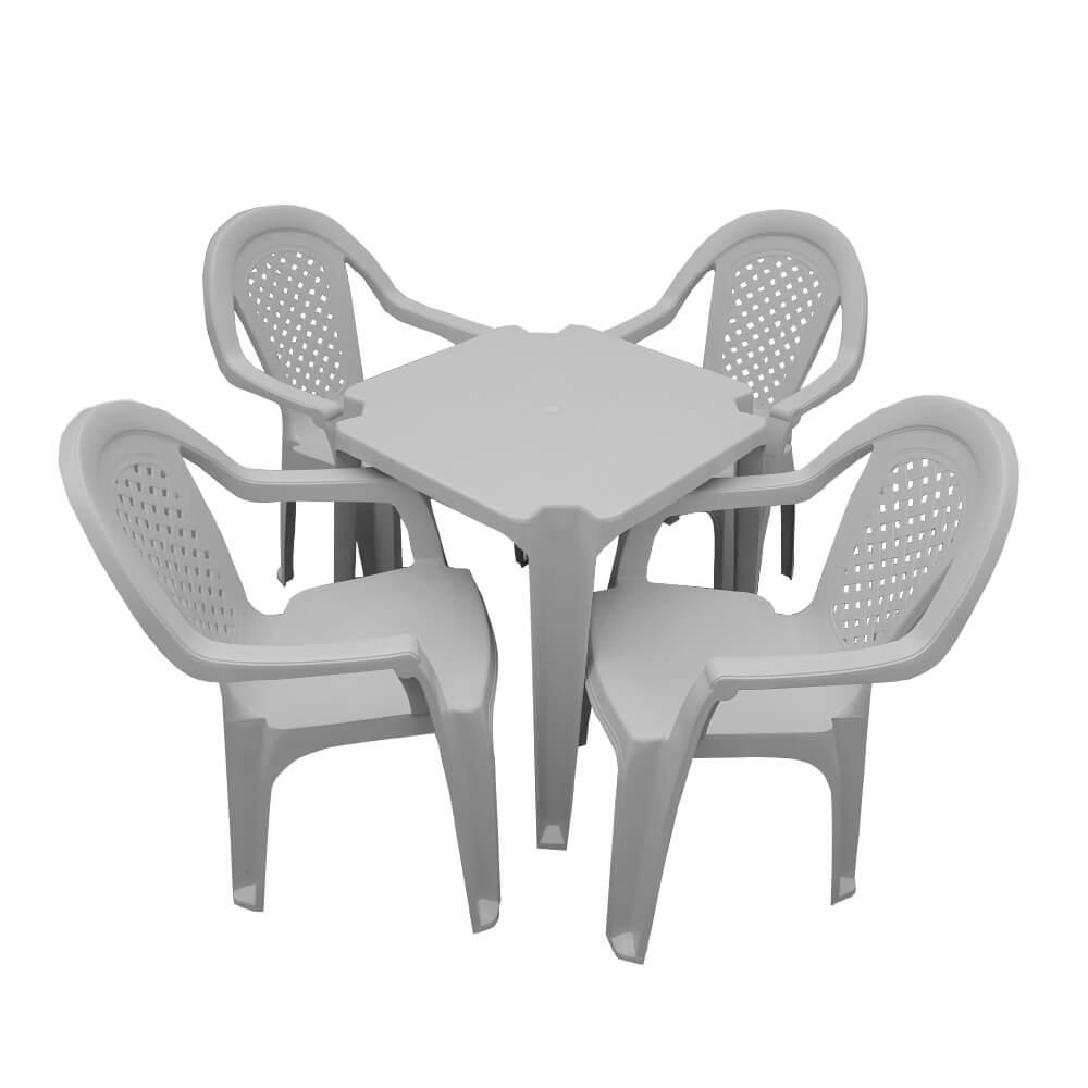 Conjunto Topplast Com Mesa De Plástico Top E 4 Cadeiras Isabela - Branco