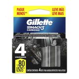 Carga Gillette Mach3 Carbono Leve+pague-