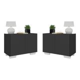 Kit 2 Mesas De Cabeceira 2 Portas E Pés Multimóveis Mp4139 Preto/branco
