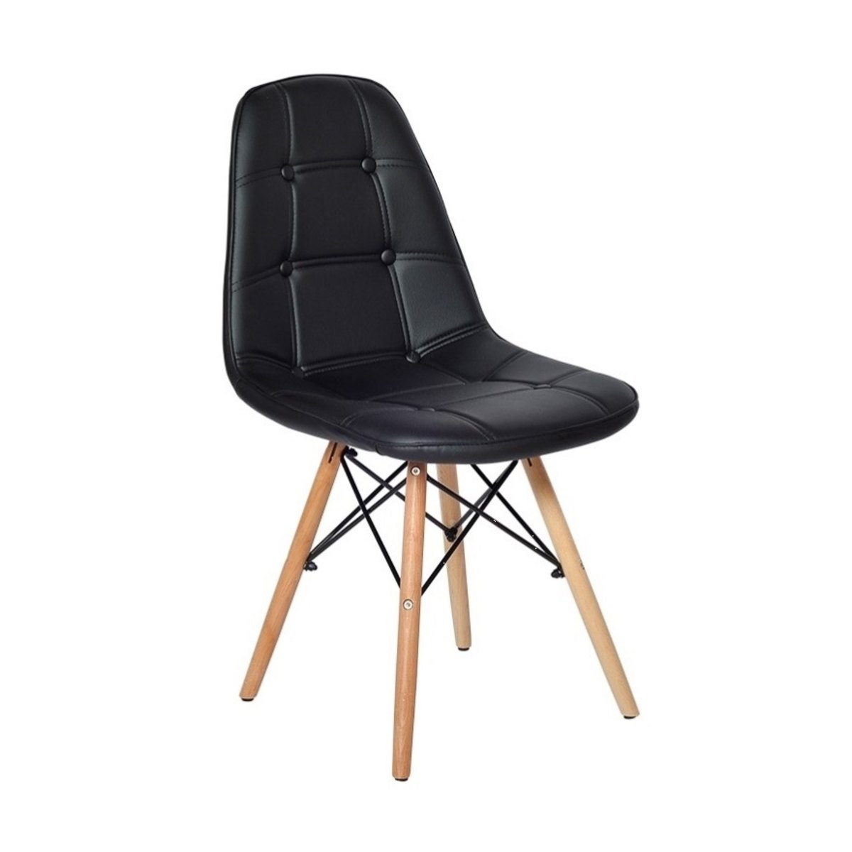 Cadeira Charles Eames Botonê Eiffel Wood Estofada Couro