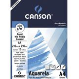 Bloco Papel Canson Aquarela A4 300g 12 Folhas